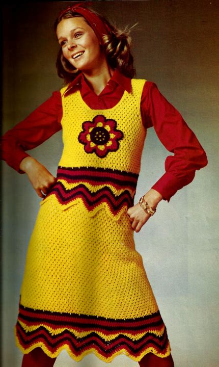 Design features crocheted ties at the front. . 1960s crochet patterns free
